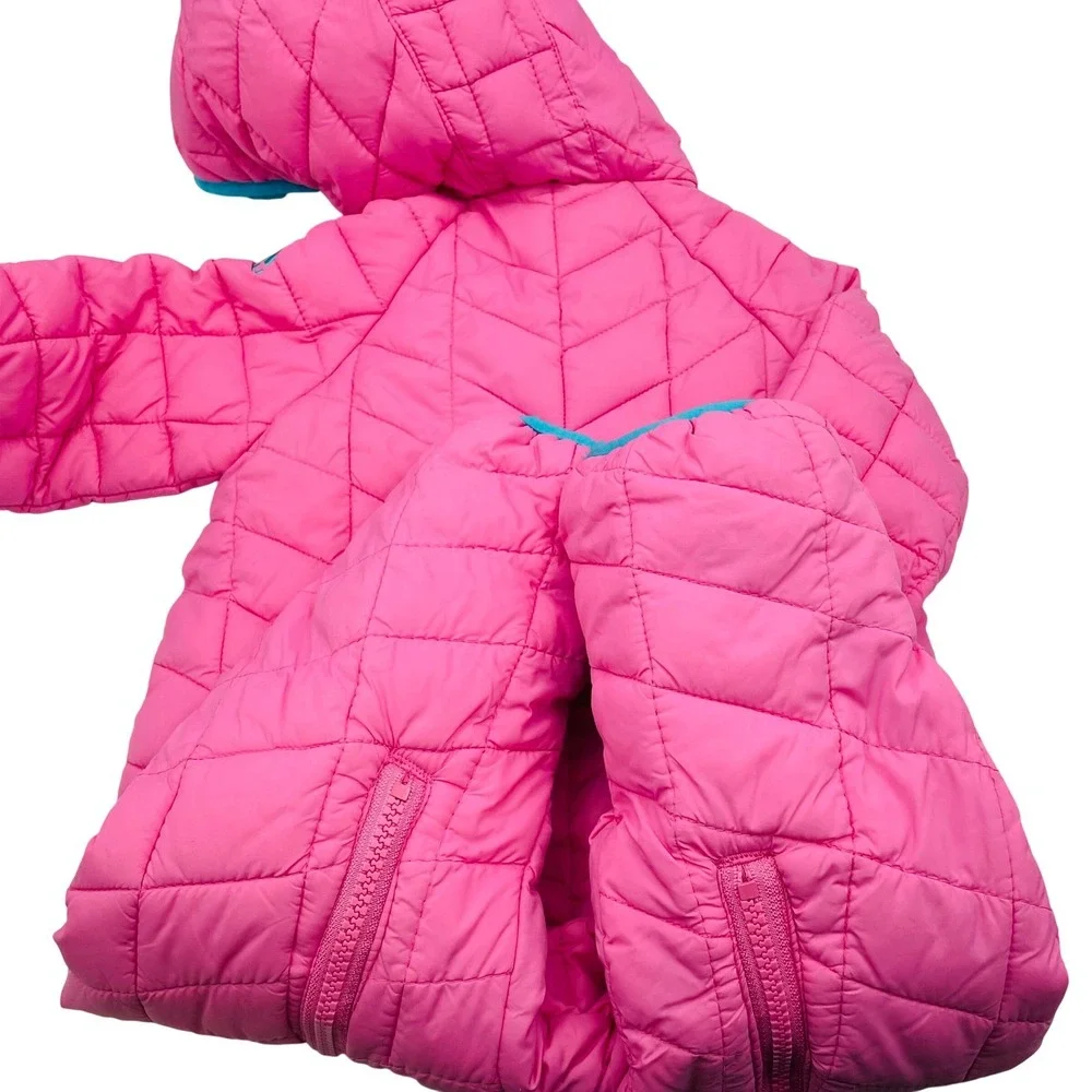 EUC Snozu Baby Pink Quilted Snowsuit Bunting Hooded Zip Cozy Sherpa Lined9-12 Mo